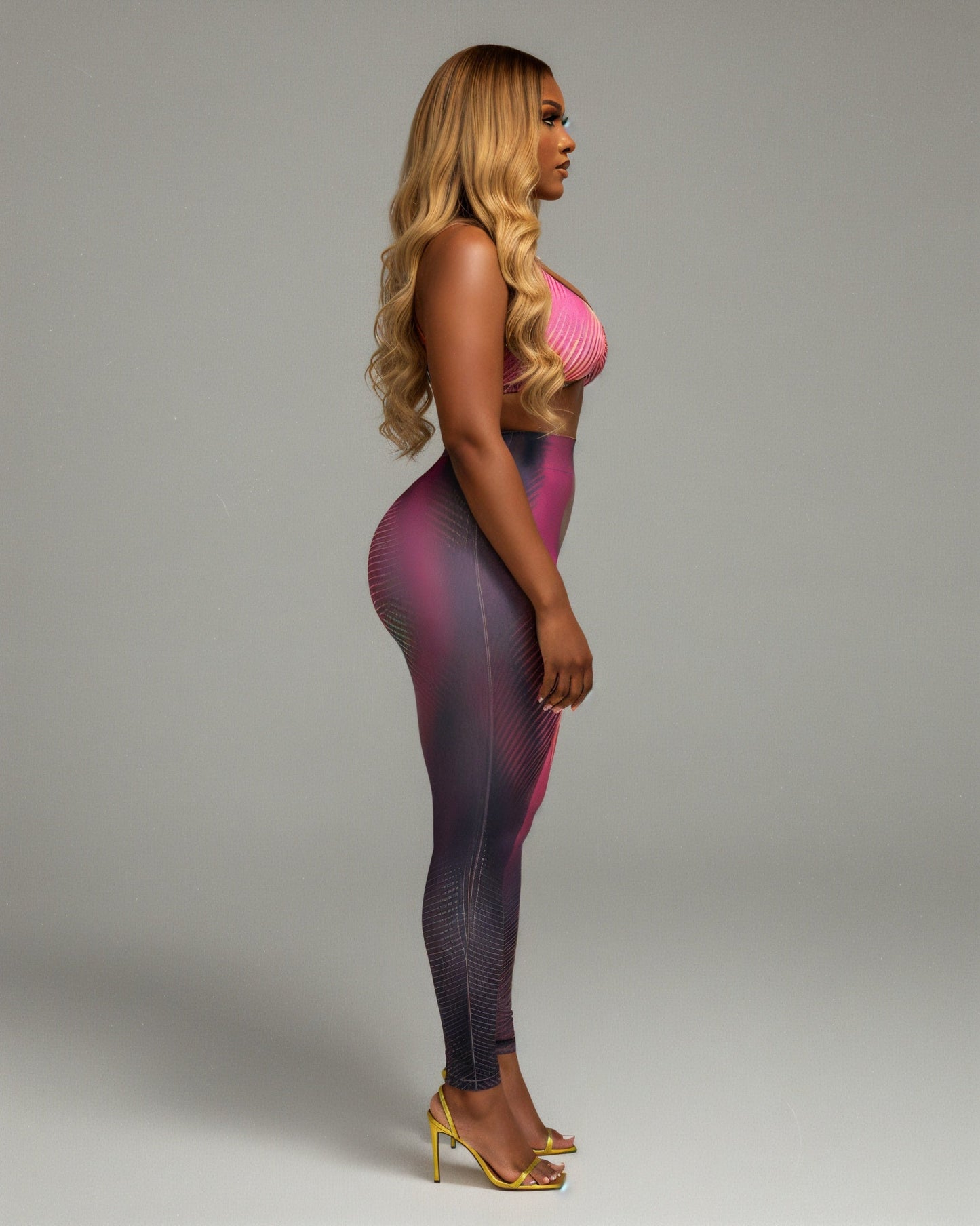 ELAINE Abstract Striped Crop Top & Leggings Set