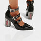 MARIBEL Sharp Toe Gothic Clasp Heels Tall Heel