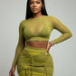 CINDRA Mesh Crop & Drawstring Skirt Set