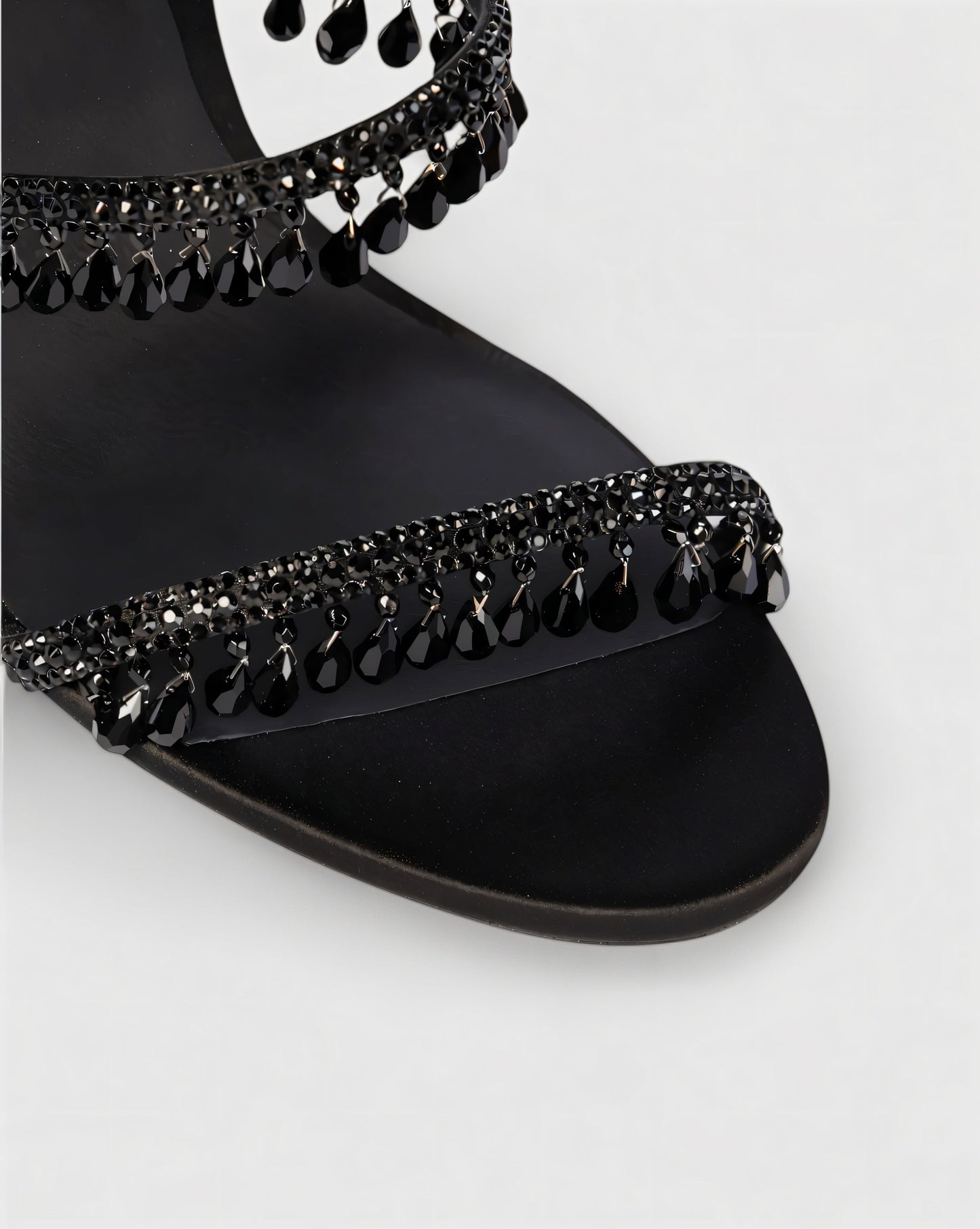 ALYRA Rhinestone Tassel Ankle-Wrap High Heels