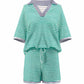 OLENNA Striped Knit Oversized Top &  Drawstring Short Set