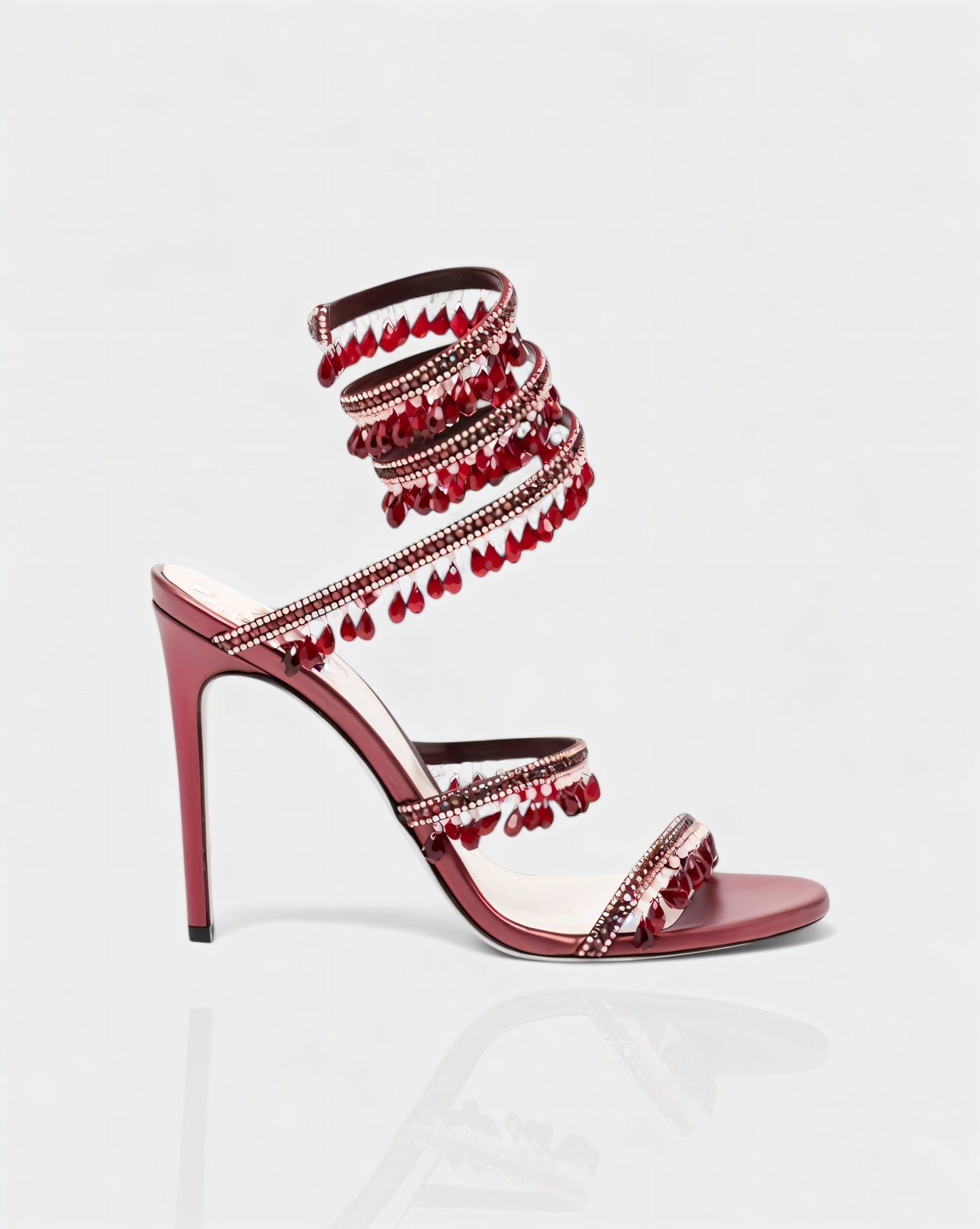 ALYRA Rhinestone Tassel Ankle-Wrap High Heels