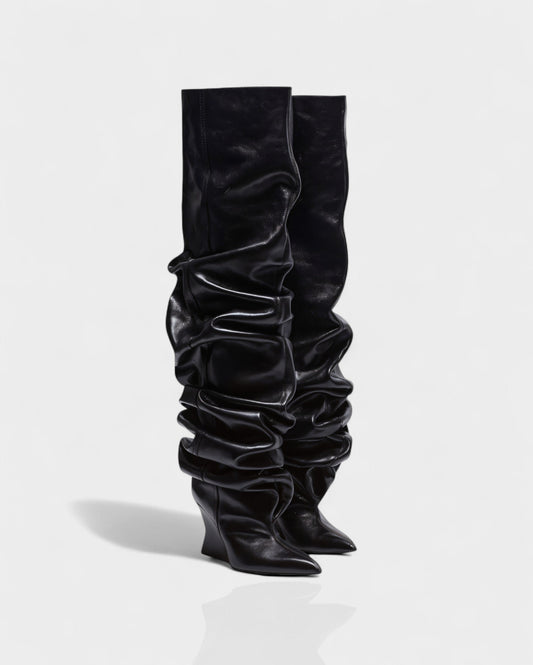 ELOURA Slouch Knee-High Wedge Heel Boots