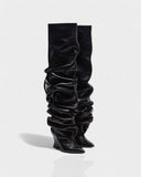 ELOURA Slouch Knee-High Wedge Heel Boots