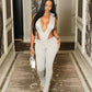 NERI Plunge V Cutout Bodysuit & Flare Pants Set