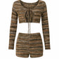 MIKAELA Fuzzy Knit Cropped Top & Shorts Set