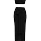 AETHERIA Textured Bandeau Top & Drape Skirt Set