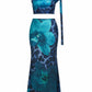 VIONETTE One-Shoulder Floral Leopard Print Top & Maxi Skirt Set