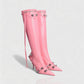 WENA Studded Pointed Toe Knee-High Boots
