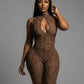 DIONNE High Neck Leopard Jumpsuit