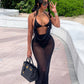 FLORYN Sheer Halter Maxi Dress & Bikini Set