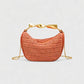 CRESSIDA Woven Half Moon Handbag with Gold Swirl Handle