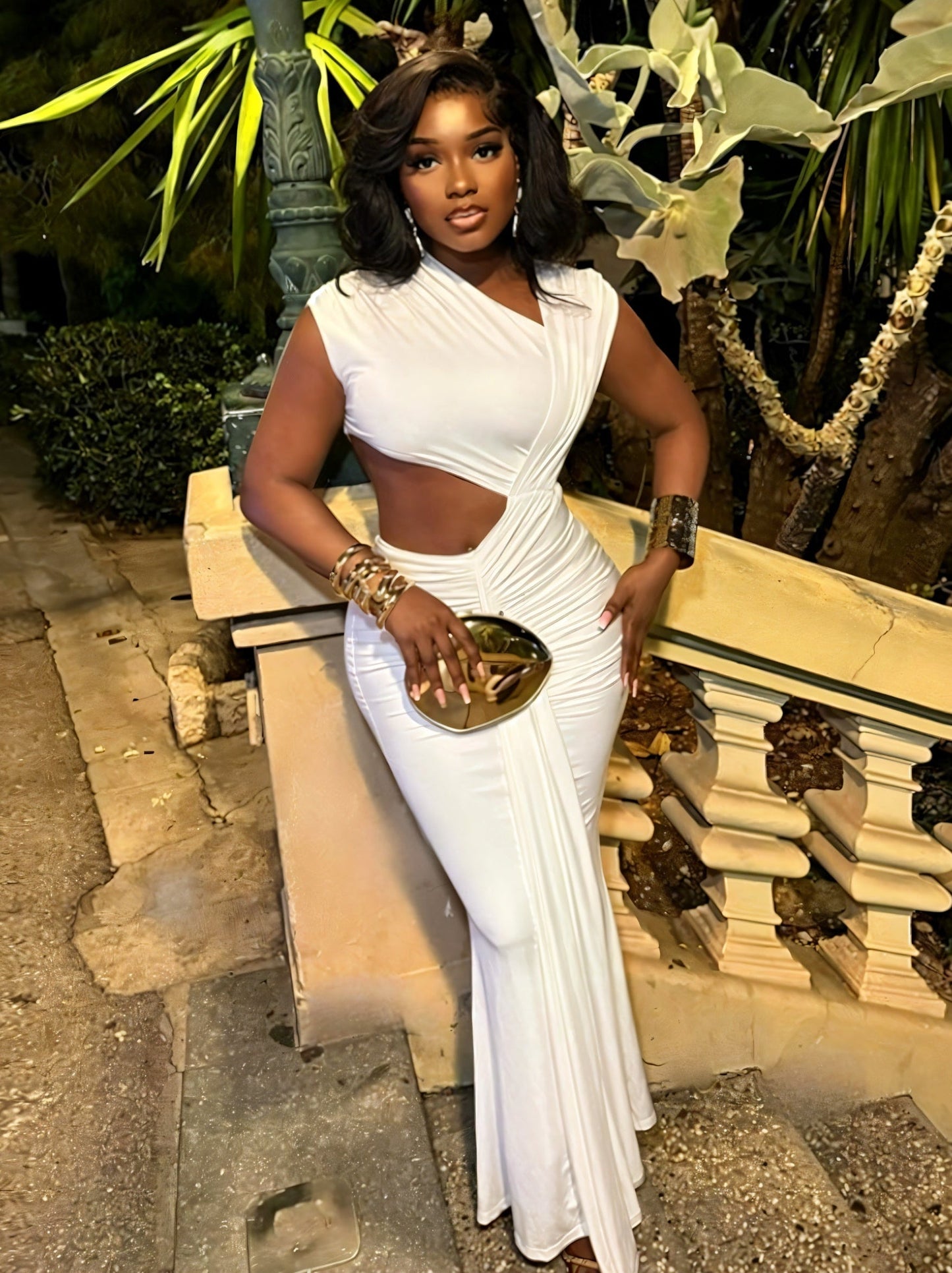 CALIORA Hip Cutout Maxi Dress