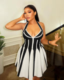 AMARIL Deep V-neck Flare Mini Dress