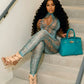 KENZIE Snakeskin Cut-Out Jumpsuit