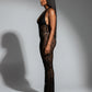 LORRAINE Sheer Lace Halter Jumpsuit