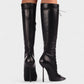ESCAS Lace-Up Mesh Knee-High Stiletto Boots
