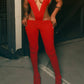 NERI Plunge V Cutout Bodysuit & Flare Pants Set