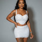 EVANIE Diamond & Pearl Embellished Crop Top & Skirt Set