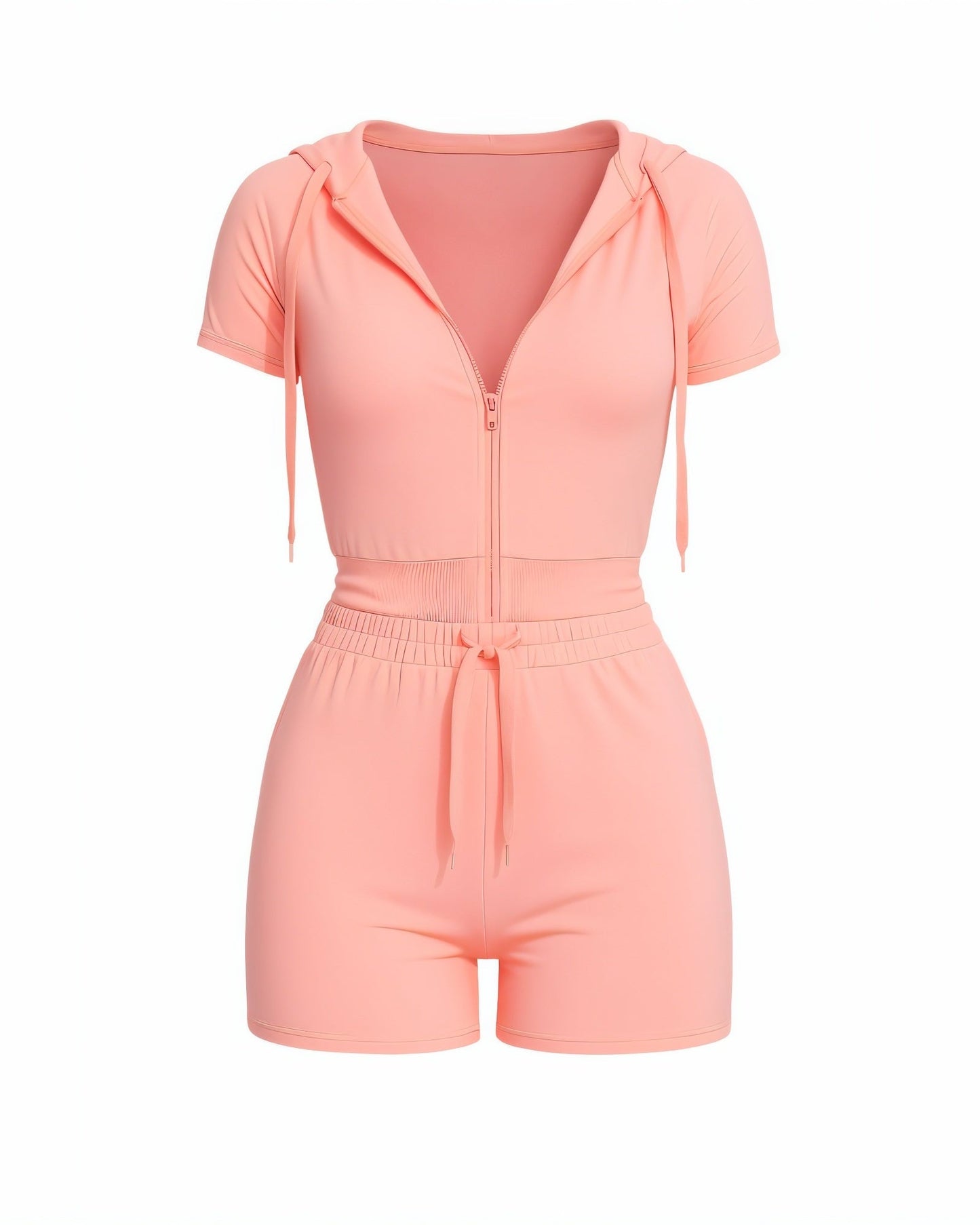 LAVENDER Zip-Up Hoodie Top & Drawstring Shorts Set