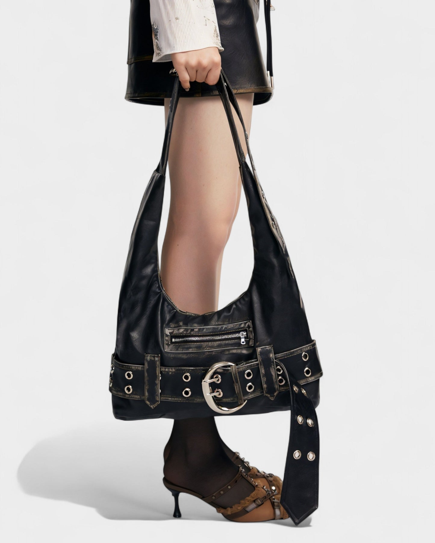 ALEXIS Retro Faux Leather Shoulder Bag