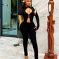 VIANNE Keyhole Cutout Top & Zip-Front Pant Set