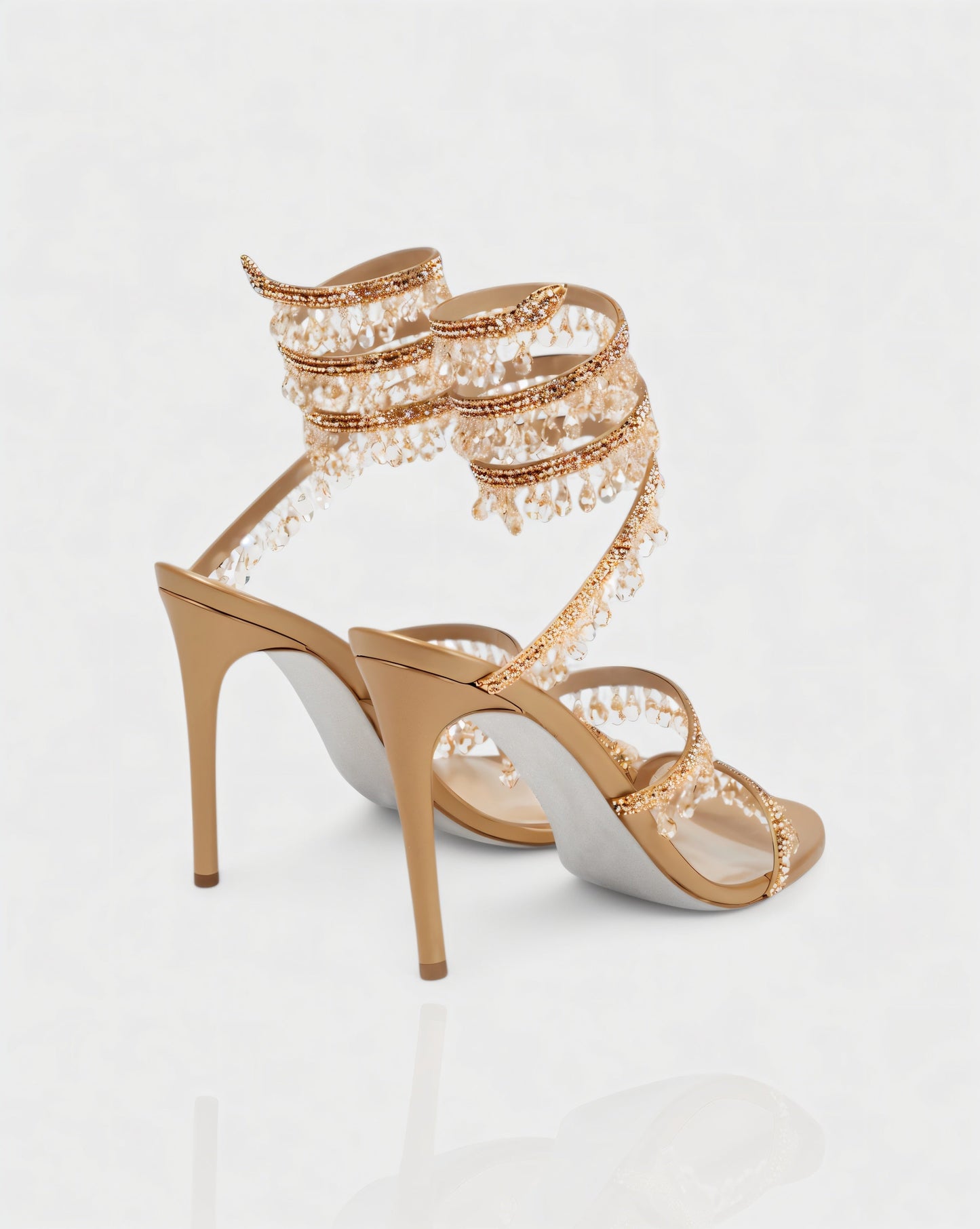 ALYRA Rhinestone Tassel Ankle-Wrap High Heels