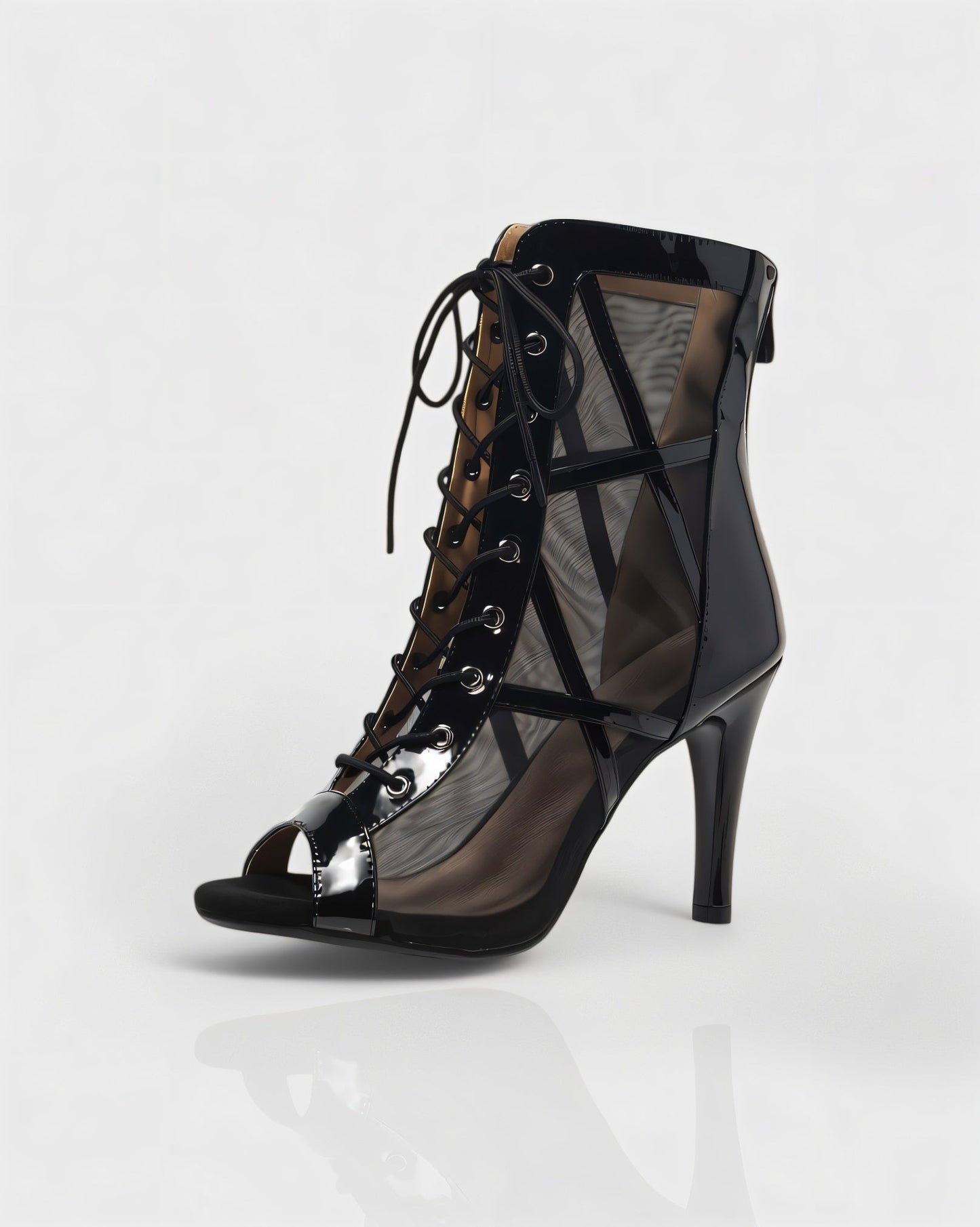 RAELLA Sheer Panel High Heel Ankle Boots