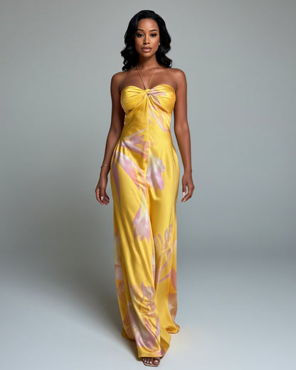 VEDA Halter Neck Sleeveles Maxi Dress
