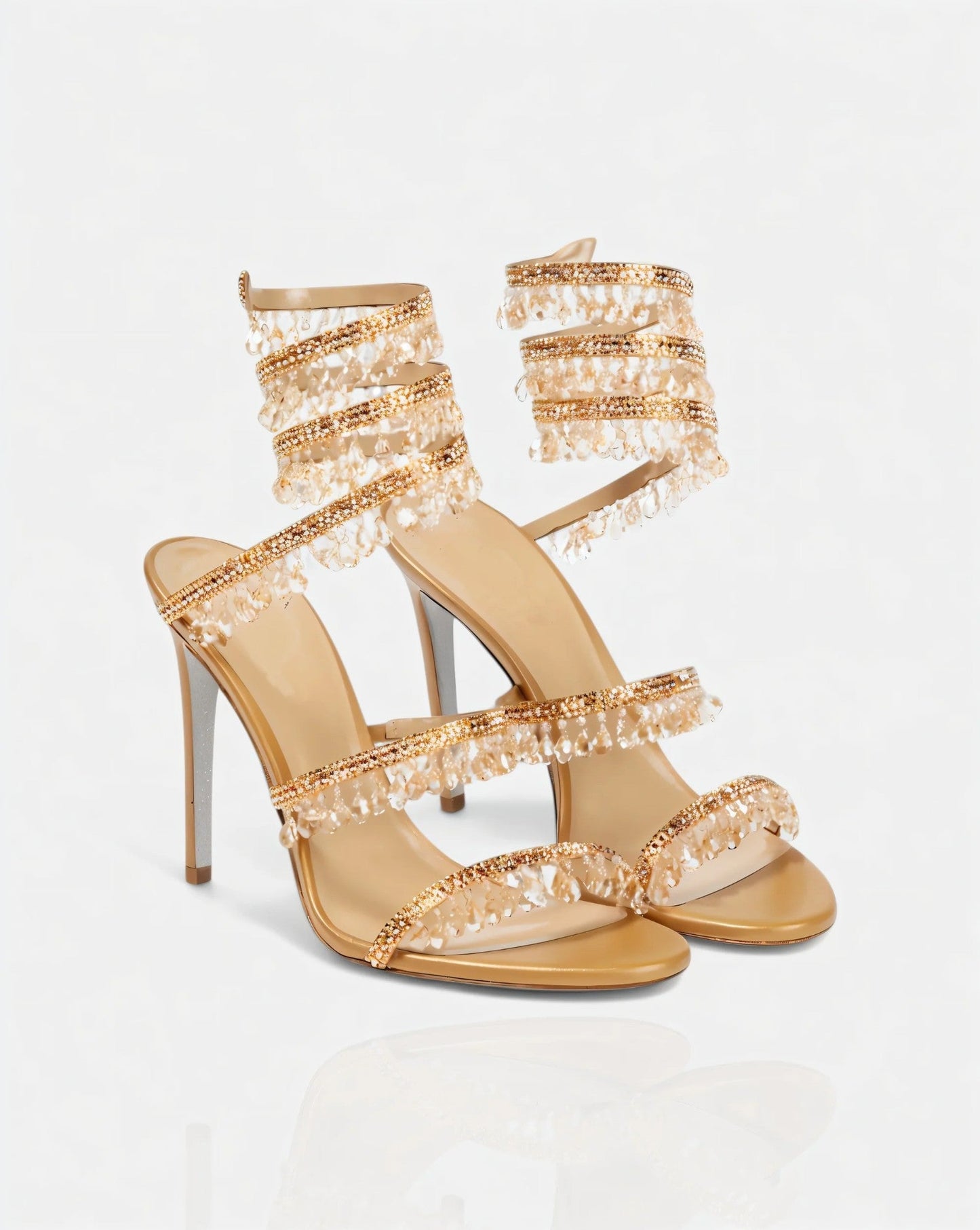 ALYRA Rhinestone Tassel Ankle-Wrap High Heels