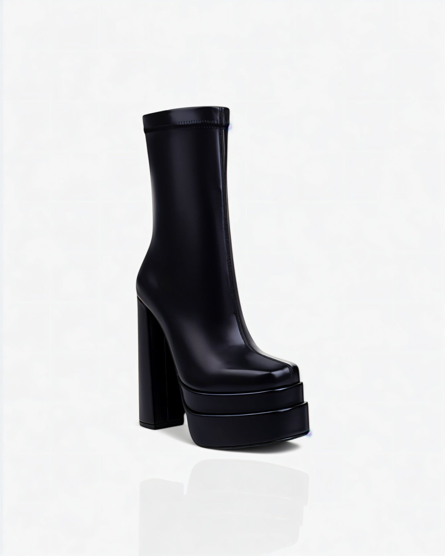 SOREYA Thick Heel Faux Leather Boots