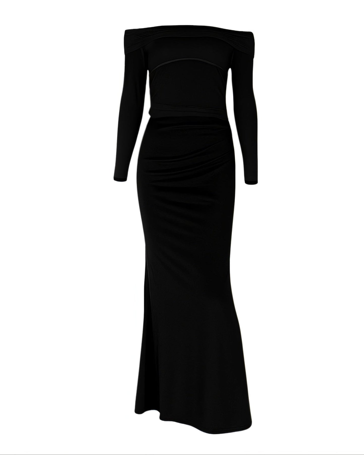 SHAINA Mesh Contrast Draped Maxi Dress