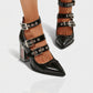 MARIBEL Sharp Toe Gothic Clasp Heels Tall Heel
