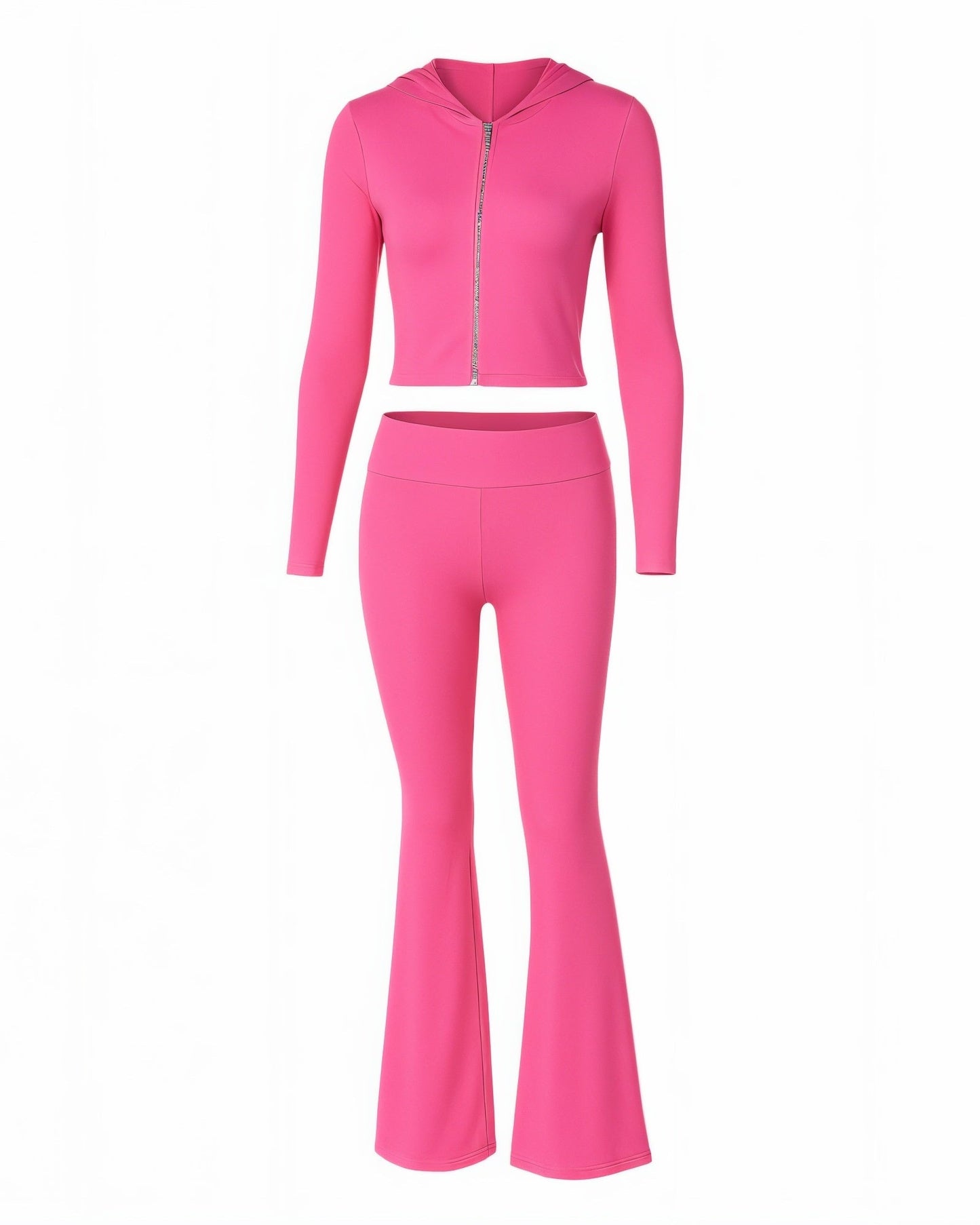 RAINY Zip-Up Hoodie and Flare Pants Set