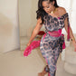 LUJILLE One-Shoulder Floral Leopard Jumpsuit