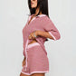 OLENNA Striped Knit Oversized Top &  Drawstring Short Set