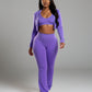 MARJORIE 3-Piece Zip Up Top & Flare Pants Set