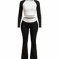 EMELIA Contrast Long Sleeve Top & Flare Pants Set
