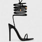 KYLIE Diamante Lace Up Square Toe High Heels