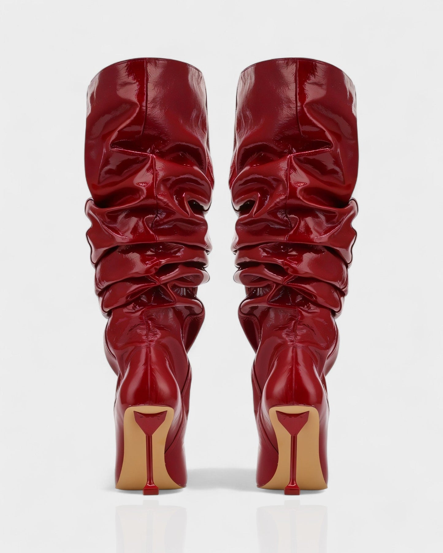 BELLARA Faux Leather Slouchy Pointed Toe Stiletto Boots