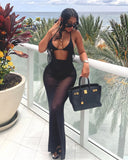 FLORYN Sheer Halter Maxi Dress & Bikini Set