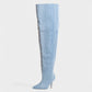 DAVIRA Wide Calf Denim Stiletto Thigh-High Boots