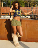 QUINLEY Knitted Star Cropped Top & Mini Skirt Set