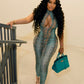 KENZIE Snakeskin Cut-Out Jumpsuit