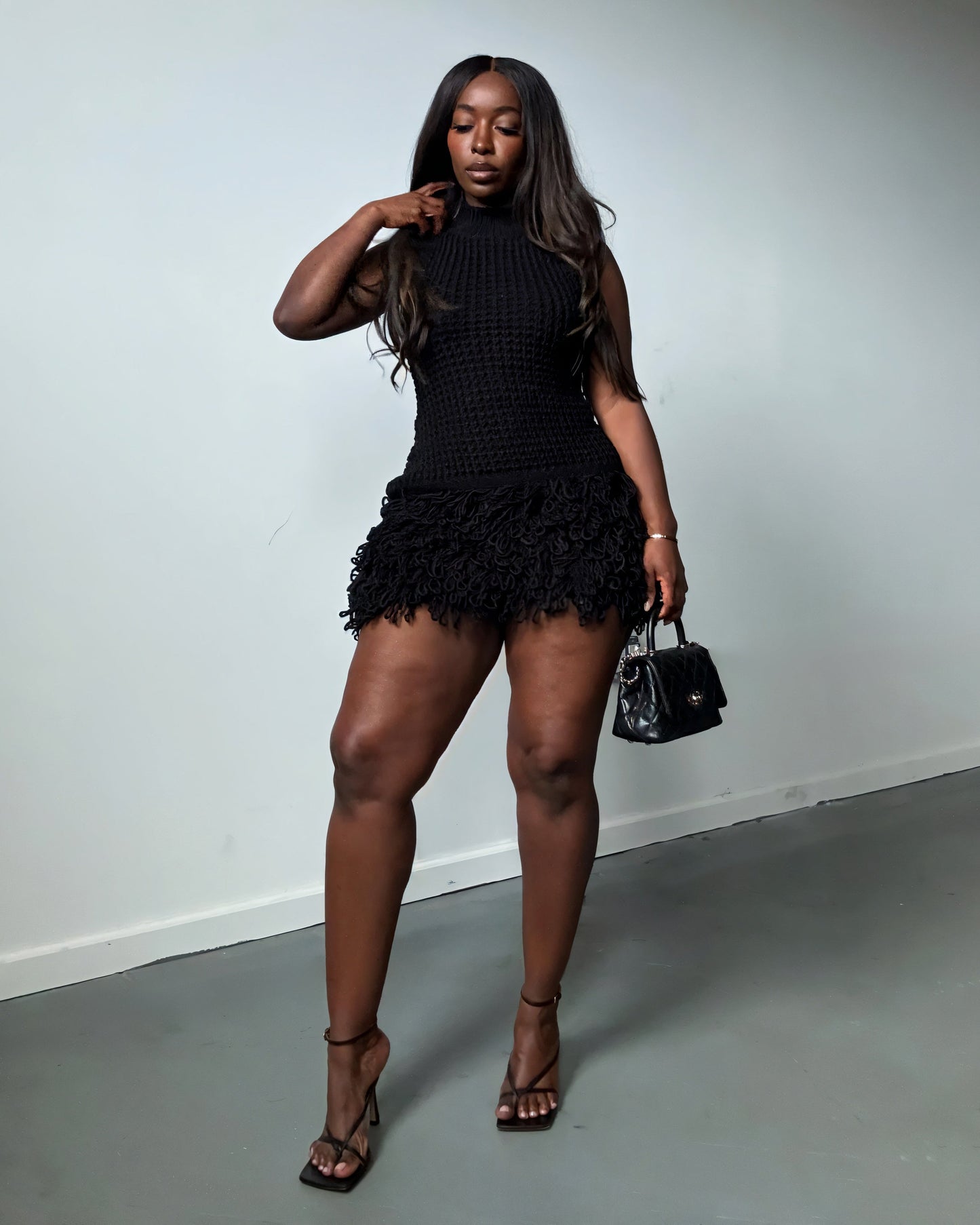 MARLA Knit Ruffle Mini Dress