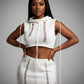 YESSA Knit Hooded Crop Top & Lace-Up Mini Skirt Set