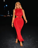 QUEENIE High-Neck Maxi Dress