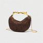 CRESSIDA Woven Half Moon Handbag with Gold Swirl Handle