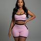 KAMRYN Contrast Trim Top & Shorts Set