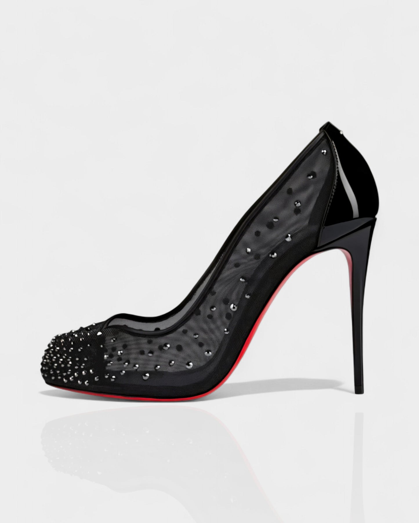 AURIEL Embellished Red Sole Mesh Stiletto Heels